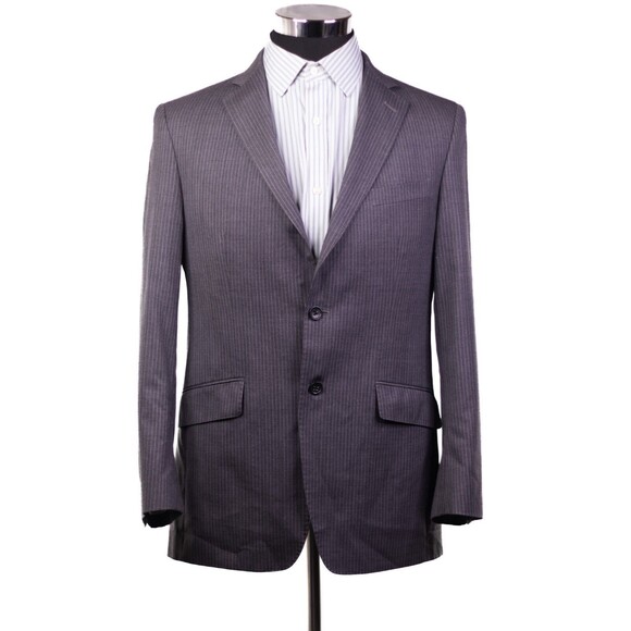 Men's Banana Republic Blazer Gray Striped Modern Slim Fit Jacket Size 38r Wool - Picture 2 of 12